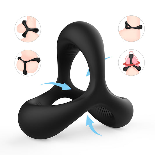 Male Double Ring Condom Ring Soft Gel Penis Ring Delay Ring for Men Adult Toys
