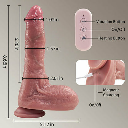 Newvibe Small Glans Thick Shaft Big Ball 7 Thrusting Swinging 10 Vibrating Heating Lifelike Dildo 8.66 Inch