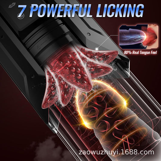 EINSEO Men's Pump Vibrator - AI Sync Waterproof Male Orgasm Simulator, 7 Suction-Push Rotations & 7 Lick Modes, Adult Toy Pocket Cat Men's Sex Toy Bath Accessories